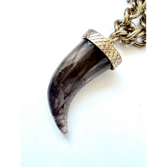 Men/Woman Tiger Tooth Plastic Brown-Gold Color Adjustable Chain Bracelet - Picture 2 of 3